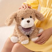 Mini Sitting Puppy Plush Toy - Bib-Wearing Stuffed Dog, Trendy Miniature Doll, Kids Birthday Gift, Wholesale Available - Image 2