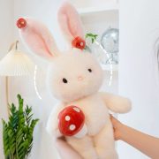 New Style White Rabbit Plush Toy - Mushroom-Themed Bunny Stuffed Doll, Cute Rabbit Toy, Perfect Kids Birthday Gift - Image 2