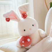 New Style White Rabbit Plush Toy - Mushroom-Themed Bunny Stuffed Doll, Cute Rabbit Toy, Perfect Kids Birthday Gift
