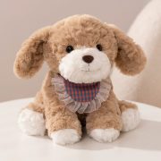 Mini Sitting Puppy Plush Toy - Bib-Wearing Stuffed Dog, Trendy Miniature Doll, Kids Birthday Gift, Wholesale Available