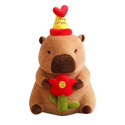 Hat-Wearing Capybara Plush Toy - Adorable Capybara Stuffed Doll, Claw Machine Prize, Perfect Kids Birthday Gift